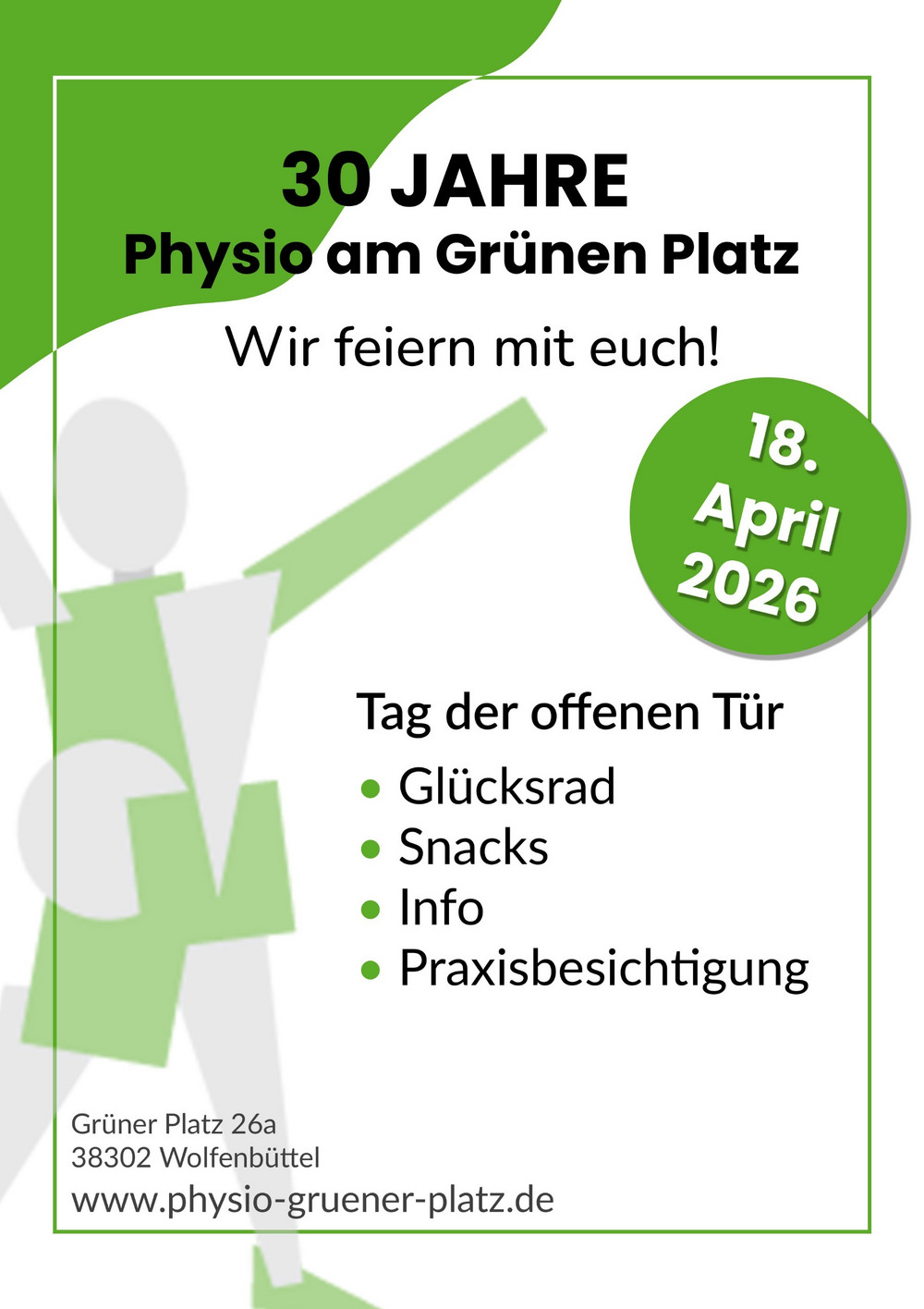 30 Jahre PHYSIO Grüner Platz – Wir feiern mit euch am 18. April 2026!